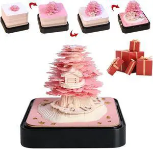 Block 3D Notepad Sakura Treehouse 3D Calendar 2024 3D Memo Pad Block Notes Offices Paper Notes Christmas Birthday Gift