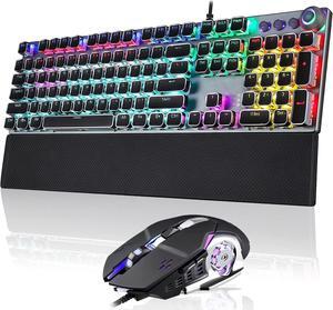 Mechanical Keyboard with Wired Black Gaming Mouse Combo