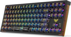 Wireless Gaming Keyboard, RGB Hot Swappable Mechanical Gaming Keyboard with 19 Side Light Modes, 2.4G & BT5.0 & USB-C, Programmable Macro Functionality, Transparent keycaps Gaming Keyboard