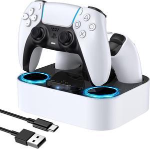 LVFAN PS5 Controller Charging Station, PS5 Controller Charger Fast Charging Games Accessories, PS5 Dual Sense Charging Station for Playstation 5 Controller (White)