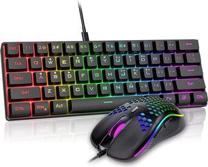 Wired Gaming Keyboard and Mouse set Rainbow Backlit 6400 DPI for PC PS4  Xbox one