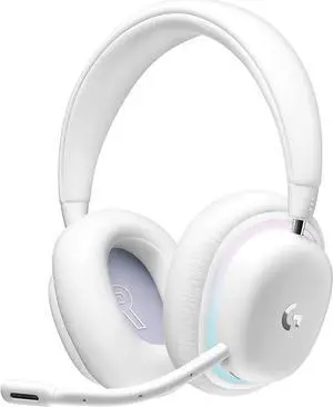 G735 Wireless Gaming Headset, Customizable LIGHTSYNC RGB Lighting, Bluetooth, 3.5 MM Aux Compatible with PC, Mobile Devices, Detachable Mic - White Mist