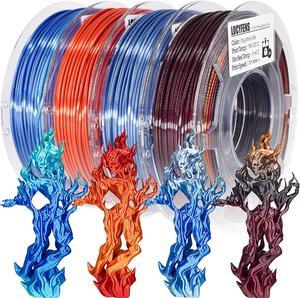 3D Printer Filament Bundle, PLA Filament Silk Shiny PLA Filament 1.75mm +/- 0.02mm, 3D Printing Filament 200g x 4 Spools