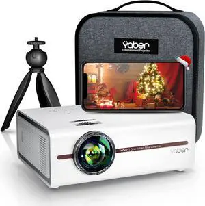 YABER Pro V5 Updated 9000L Projector with 5G WiFi and Bluetooth 5.1,1080P and 4K Supported Movie Projector, Mini Ourdoor Portable Projector with Tripod and Bag, Compatible with HDMI, USB, VGA, AV
