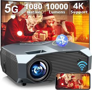 Projector with 5G WiFi and Bluetooth, YOWHICK 10000L Full HD 1080P Outdoor Portable Video Projector Support 4K, Home Theater Movie Projector Compatible with HDMI, VGA, USB, Laptop, iOS & Android Phone