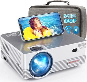 Native 1080P WiFi Bluetooth Projector, DBPOWER 9500L Full HD Outdoor Movie Projector Support iOS/Android Sync Screen&Zoom, Home Theater Video Projector Compatible w/PC/DVD/TV/Carrying Case Included