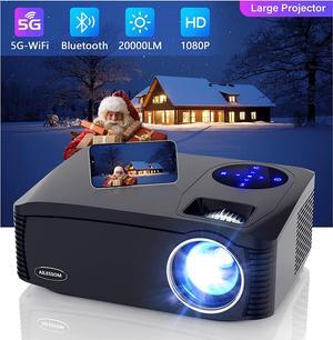 Native 1080P 5G WiFi Bluetooth Projector, AILESSOM 20000LM 450" Display Support 4K Movie Projector, High Brightness for Home Theater and Business, Compatible with iOS/Android/TV Stick/PS4/HDMI/USB/PPT