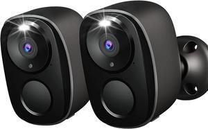 2Pack Security Cameras Outdoor Wireless, Battery Powered Wire-Free Spotlight Camera, 2K QHD Video, 2 Way Audio, AI Motion Detection, Color Night Vision, Cloud/SD(up to 256G), Compatible with Alexa