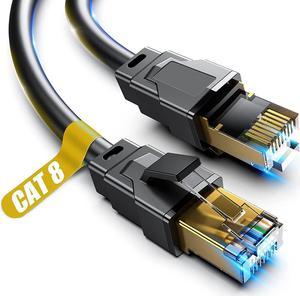  DanYee Cat 8 Ethernet Cable, Nylon Braided 10ft High Speed  Network Cable LAN Cable Wires CAT 8 RJ45 Ethernet Cable Cord 3ft 10ft 16ft  26ft 33ft 50ft 66ft 100ft (Black 10ft)