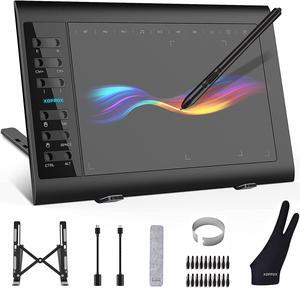 XOPPOX Graphics Drawing Tablet 10 x 6 Inch Large Active Area with 8192 Levels Battery-Free Pen and 12 Hot Keys, Compatible with PC/Mac/Android OS for Painting, Design & Online Teaching