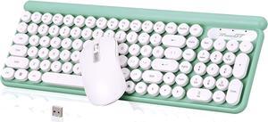 Wireless Keyboard and Mouse Combo, RaceGT 2.4G 102 Keys Typewriter Keyboard Wireless with Silent Mouse, Splash-Proof Design Compatible with PC, Windows, Laptop(Cyan)