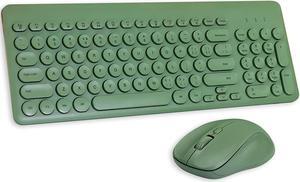 Arcwares Wireless Keyboard and Mouse Combo, Sweet Green Cute Keyboard, 2.4G USB Ergonomic Full-Sized Mute Keyboard for Computer, Laptop, PC Desktops, Mac