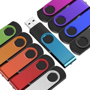 32GB Flash Drive Pack of 10 Thumb Drives Bulk Metal USB 2.0 Memory Sticks Swivel Pen Drive 32 GB Portable Keychain Jump Drive Colorful Multipack Value Zip Drives for Data Storage