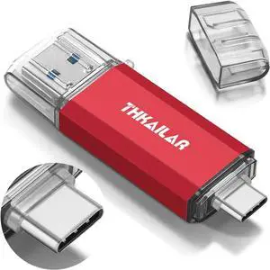 USB C Flash Drive 256GB USB Flash Drive with Type C and Type A 3.1 Port Compatiable with Android Phone MacBook Pro PC(Red)