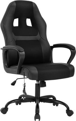 BestOffice Adjustable Massage Desk Lumbar Support Headrest Armrest Task Rolling Swivel Racing Ergonomic Office PU Leather Computer Chair, Black, Welcome to consult