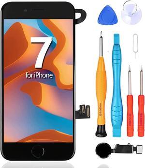 Ayake for iPhone 7 Screen Replacement with Home Button, Full Assembly Display LCD Touch Digitizer with Front Facing Camera+Earpiece Speaker+Proximity Sensor+Tools for A1660, A1778, A1779(Black)