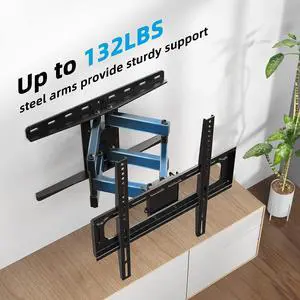 HOME VISION TV Wall Mount for 26-65inch TV, TV Mount Full Motion Swivel Tilt with Articulating Dual Arms TV Bracket, Max VESA 400x400mm 132lbs Fits 12"-16" Wood Stud
