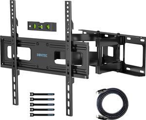 BONTEC Full Motion TV Wall Mount for 23-70 inch LED OLED LCD UHD Flat Curved TVs, Tilt Swivel Dual Articulating 6 Arms TV Bracket Supports Up to 99 lbs, Max VESA 400x400 mm, Fits 8/12/16" Studs
