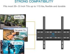 Fixed TV Wall Mount Bracket, Low Profile Design for Most 26-55 inch LED LCD OLED-4K Flat Screen TVs, Ultra Slim Fixed TV Mount with Max VESA 400x400mm up to 115lbs Fits 16 inch Wood Stud