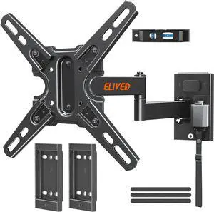 ELIVED Lockable RV TV Mount for Most 13-43 Inch TVs, RV TV Wall Mount Swivel and Tilt for Camper Trailer Motorhome, Detachable tv Bracket with Double Wall Plates, Max VESA 200x200mm, up to 22 LBS
