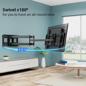 HCMOUNTING Heavy Duty Long Dual Arm TV Wall Mount Holds up to 179 lbs, Swivel and Tilt TV Mount with 40.9" Extended Articulating Arms for Most 42-90 inch TVs, VESA 800x400mm, Fits 16''-18'' Wood Studs