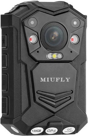 MIUFLY 1296P Police Body Camera with 2 Inch Display, Night Vision, Built in 128G Memory and GPS for Law Enforcement
