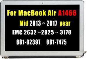 A1466 Screen Replacement Full LCD Display Screen Assembly for MacBook Air A1466 Mid2013 2014 2015 2016 2017 EMC 2632 EMC 2925 EMC 3178 661-02397 661-7475