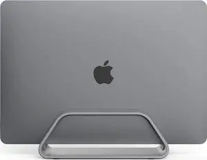 HumanCentric Vertical Laptop Stand Compatible with MacBook Pro and MacBook Air, Holder for Personal Computer Desk Stand, Aluminium, Exchangeable Inserts to Fit Different Device Models, Space Grey