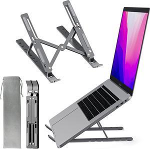 avakot Laptop Stand for Desk 7-Angle Adjustable, Ergonomic Foldable Laptop Riser Aluminum Anti-Slip Portable Laptop Holder, Ventilated Cooling Notebook Stand for 10-15.6Laptops,Tablet-Gray