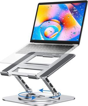 Adjustable Laptop Stand for Desk Ergonomic Riser with 360° Rotating Base Foldable Notebook Computer Holder Compatible MacBook Air Pro Dell XPS More 10-17 Laptops Silver