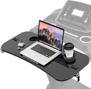 Qsxou Treadmill Desk Attachment, 36 Inches Tread Tray Workstation Handlebars Platform with Laptop Holder, Cup Tablet Holder, Ergonomic Stand with Cooling Holes(Black)