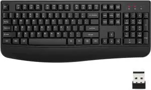 EDJO Wireless Keyboard, 2.4G Ergonomic Full Size Wireless Computer Keyboard with Wrist Rest for Windows, Mac OS Desktop/Laptop/PCBlack