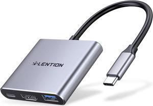 LENTION 3-in-1 USB C Hub with 100W Power Delivery, USB 3.0 & 4K HDMI for 2023-2016 MacBook Pro, New Mac Air/Surface/Chrome/Steam Deck, More, Stable Driver Adapter (CB-C14, Space Gray)