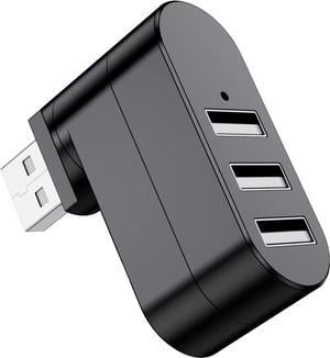 USB Port Splitter, BERLAT 3 Port USB 2.0 Expander Splitter [90°/180° Degree Rotatable] for Laptop, Xbox, Wii, PS3, PC, MAC, Mac Book, Tablet, Tab, Console, Printer, Camera - Black