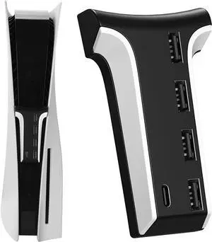 5 Ports USB Hub for PS5 - USB 2.0 Hub High-Speed Expansion USB Charger Splitter Adapter with 4 USB + 1 USB C Port, Compatible with Playstation 5 Accessories Game Console Headset
