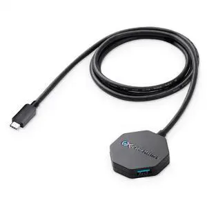 Cable Matters Ultra Mini 4 Port USB C Hub with Long 4 ft Extension Cable Tail (USB C to USB Hub, USB C Hub Long Cord, USB Type C Hub) in Black - Thunderbolt 4 / USB4 / Thunderbolt 3 Port Compatible