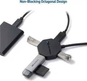 Cable Matters Ultra Mini 4 Port USB Hub with Long 4 ft Extension Cable Tail (USB 3.0 Hub, USB Extension Hub, USB Hub Long Cord, USB Extension Cable Multiple Port) in Black