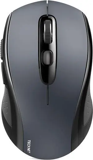 TECKNET Bluetooth Wireless Mouse, 3 Modes Bluetooth 5.0 & 3.0 Mouse 2.4G Wireless Portable Optical Mouse with USB Nano Receiver, 2400 DPI for Laptop, MacBook, PC, Windows, Android, OS System (Grey)