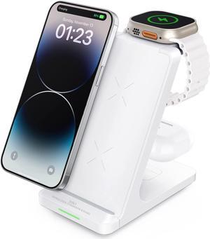 Wireless Charging Station 3 in 1 Fast Wireless Charger Stand for Multiple Devices Apple Watch Ultra Series 9 8 7 6 SE 5 4 3 2 iPhone 15 14 13 12 11 Pro MaxPlusMiniXXSMaxXRSE Airpods Pro 2 3
