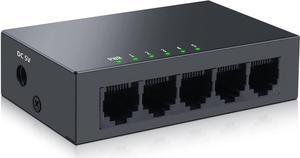 SODOLA 5 Port Gigabit Ethernet Switch|Mini Metal Housing Switch|Plug&Play|Fanless Design| Desktop Ethernet Splitter |Quiet Unmanaged Network Switch