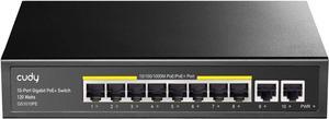 Cudy 8 Port Gigabit PoE Switch, 120 Watts PoE Budget, 8 10/100/1000Mbps PoE+ Ports, 2 Gigabit Uplink Ports , 802.3at, 802.3af, 1/2 (+), 3/6 (-), Fanless, Plug and Play, GS1010PE, Welcome to consult Cudy 8 Port Gigabit PoE Switch, 120 Watts PoE Budget, 8 10/100/1000Mbps PoE+ Ports, 2 Gigabit Uplink Ports , 802.3at, 802.3af, 1/2 (+), 3/6 (-), Fanless, Plug and Play, GS1010PE, Welcome to consult