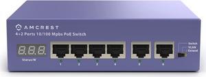 Amcrest 6-Port, POE+ Power Over Ethernet POE Switch with Metal Housing, 4-Ports POE+ 802.3at 65w (AMPS6E4P-AT-65)