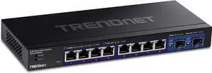 TRENDnet 10-Port Multi-Gig Web Smart Switch, 8 x 2.5GBASE-T Ports, 2 x 10G SFP+ Slots, Metal Housing, Managed Network Ethernet Switch, Lifetime Protection, Black, TEG-3102WS, Welcome to consult