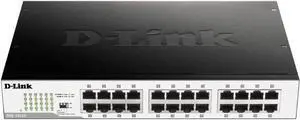 D-Link DGS-1024D, Ethernet Switch, 24 Port Gigabit Unmanaged Fanless Network Hub Desktop or Rack Mountable, Black