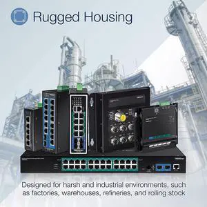TRENDnet Bundle 5-Port Industrial Fast Ethernet DIN-Rail Switch TI-PE50, 150W 52V DC 2.89A AC to DC DIN-Rail Industrial Power Supply TI-S15052