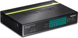 TRENDnet 8-Port Gigabit PoE+ Switch, 8 x Gigabit PoE+ Ports, 123W PoE Power Budget, 16 Gbps Switching Capacity, Desktop Switch, Ethernet Network Switch, Metal, Lifetime Protection, Black, TPE-TG80G