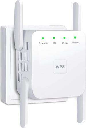 WiFi Extender, 5G 1200Mbps Dual Band WiFi Extenders Signal Booster for Home, Device Servers WiFi Booster Covers Up to 7000 Sq.ft and 20 Devices, 1200Mbps Wireless Signal Repeater with Ethernet (white)
