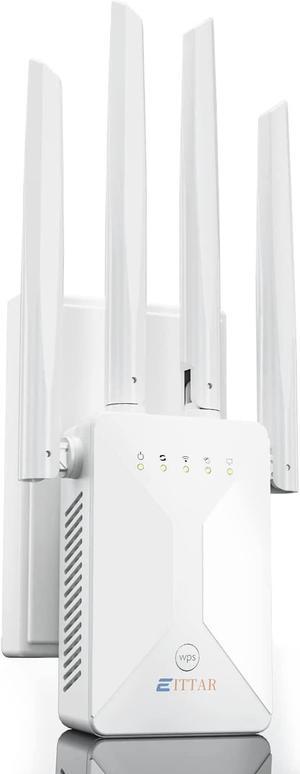 WiFi Extenders Signal Booster for Home,WiFi Range Extender and Repeater with Ethernet Port and 4 WiFi Antennas up to 6,000 Sq.ft Coverage,Easy 1-Tap Setup-A (White)