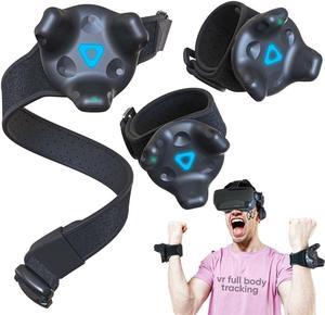 VR Tracker Belt and Tracker Strap Bundle for HTC Vive System Tracker Pucks - Skywin Adjustable Belt and Hand Straps for Waist and Full-Body Tracking in Virtual Reality (1 Belt and 2 Hand Straps)