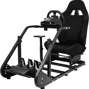 MoNiBloom Racing Simulator Cockpit with Gaming Seat Fit for Logitech G25,  G27, G29, G920 Thrustmaster TX F458, T500RS, T300RS, PS5 Xbox Steering  Wheel Stand, Black 